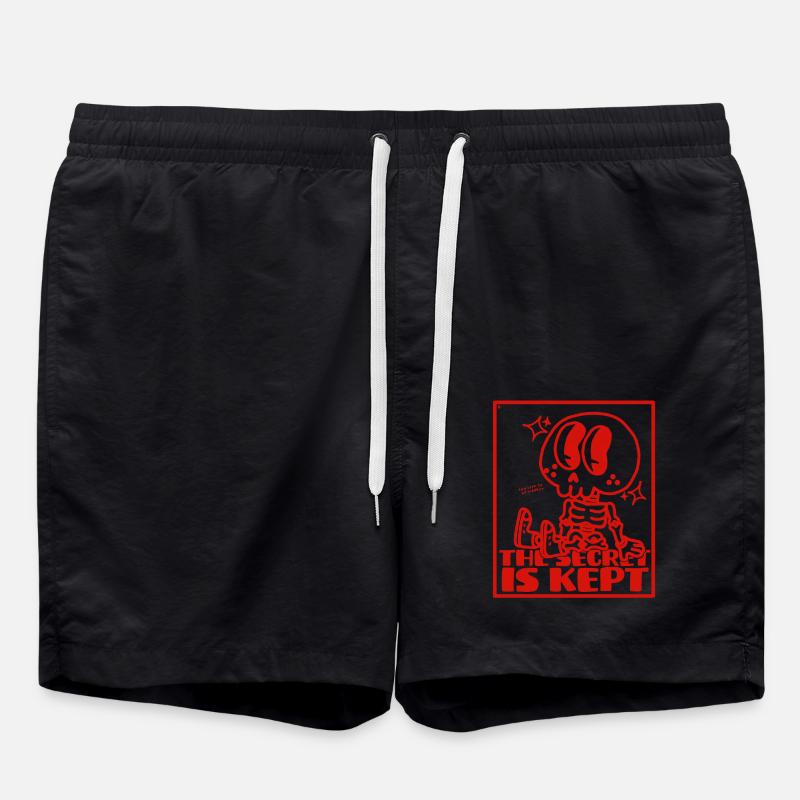 Cute Pooky Secret Skeleton - Swim Trunks - black