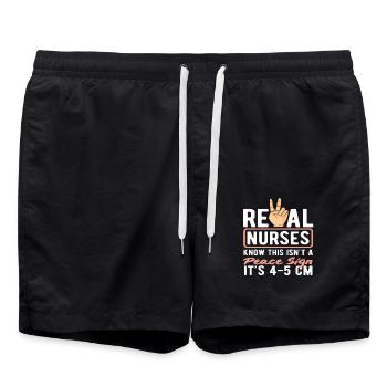 Echte Hebammen Wissen 4-5 Cm Zeichen - Badeshorts - Schwarz - Vorne - AI Model Male 185 light (185cm)