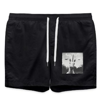 Unicorn Selfie with UFO Weird 50s Photo - Badeshorts - Schwarz - Vorne - AI Model Male 185 light (185cm)
