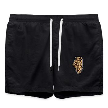 illinois Leopardenmuster USA Amerikanischer Bundesstaat - Badeshorts - Schwarz - Vorne - AI Model Male 185 light (185cm)