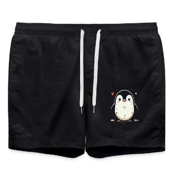 Tout simplement mignon, mignon petit pingouin - Short de bain - noir - Devant - AI Model Male 185 light (185cm)