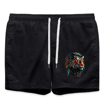 Drôle Tigre Art Animal Nature Faune Animaux Zoo - Short de bain - noir - Devant - AI Model Male 185 light (185cm)