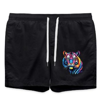 Funny Tiger Art Animal Nature Wildlife Animals Zoo - Swim Trunks - black - Front - AI Model Male 185 light (185cm)