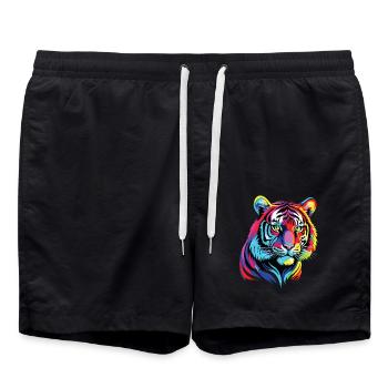 Drôle Tigre Art Animal Nature Faune Animaux Zoo - Short de bain - noir - Devant - AI Model Male 185 light (185cm)