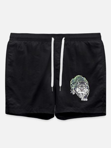 Schneeleopard Leopard Raubkatze - Badeshorts - Schwarz