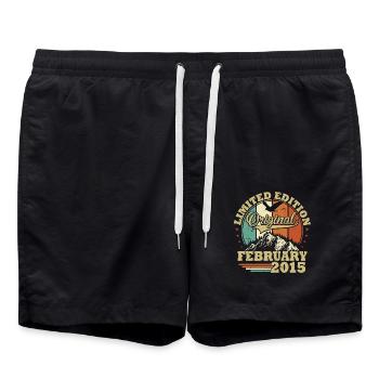 Original Février 2015 Vintage Cadeau Anniversaire - Short de bain - noir - Devant - AI Model Male 185 light (185cm)