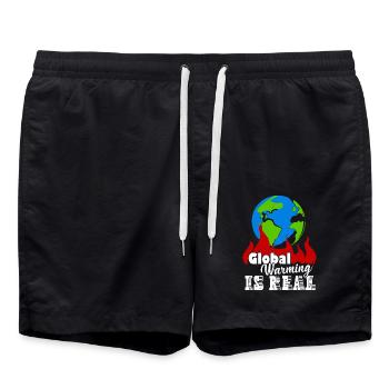 Earth Day Global Warming Is Real - Swim Trunks - black - Front - AI Model Male 185 light (185cm)