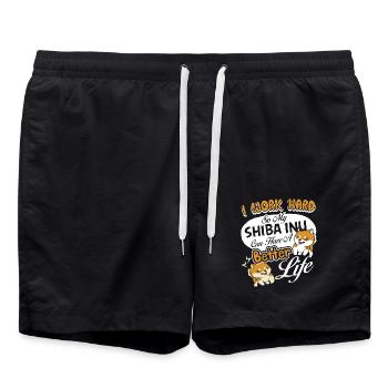 I Work Hard So My Shiba Inu Can Have A Better Life - Swim Trunks - black - Front - AI Model Male 185 light (185cm)