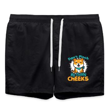 Shiba Inu Don't Pinch My Chubby Cheeks - Swim Trunks - black - Front - AI Model Male 185 light (185cm)