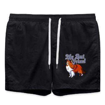 Shetland Sheepdog shirt My Best Friend - Swim Trunks - black - Front - AI Model Male 185 light (185cm)
