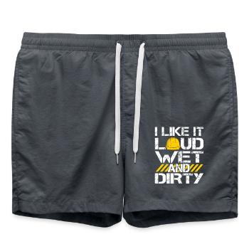 I Like It Loud Dirty Saying Construction Site Men - Badeshorts - Anthrazit - Vorne - AI Model Male 185 light (185cm)