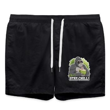 STAY CHILL - Swim Trunks - black - Front - AI Model Male 185 light (185cm)