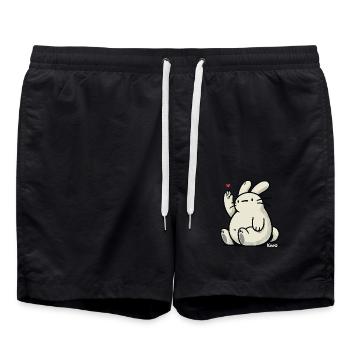 Lustiger dicker Hase sagt Hallo - Badeshorts - Schwarz - Vorne - AI Model Male 185 light (185cm)