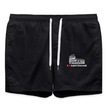 I Love Amsterdam Kolosseum Niederlande Herz Flagge - Badeshorts - Schwarz - Vorne - AI Model Male 185 light (185cm)