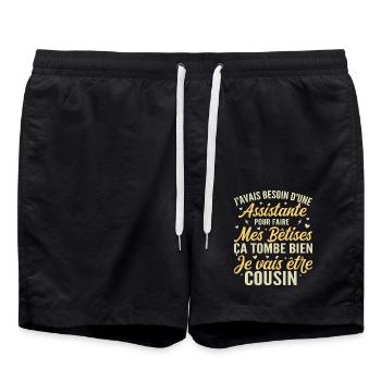 Ich werde ein Cousin sein, Geschenk für den zukünftigen Cousin - Badeshorts - Schwarz - Vorne - AI Model Male 185 light (185cm)