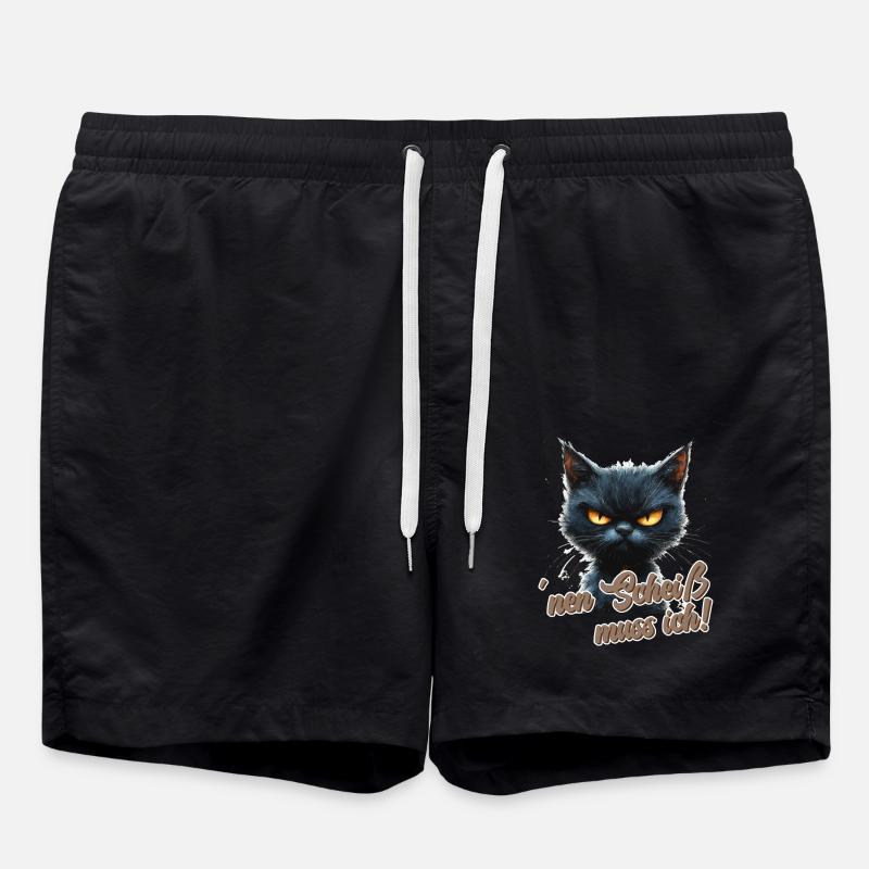 Funny cat with saying - Swim Trunks - black