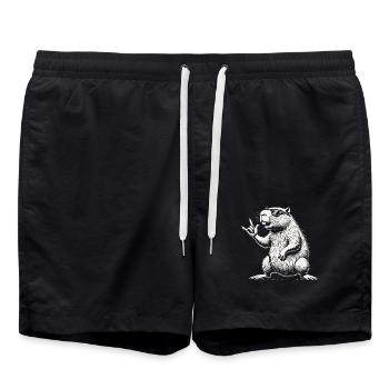 Lustiges Heavy Metal Festival Capybara - Badeshorts - Schwarz - Vorne - AI Model Male 185 light (185cm)