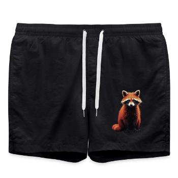 Raccoon Motif Animal Lover Art Artwork - Swim Trunks - black - Front - AI Model Male 185 light (185cm)