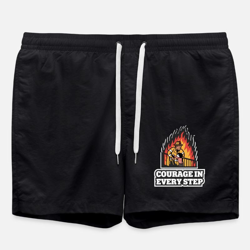 FIREFIGHTERS RESCUING PEOPLE - Swim Trunks - black