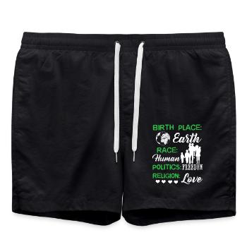 Happy Earth Day Birthday - Swim Trunks - black - Front - AI Model Male 185 light (185cm)