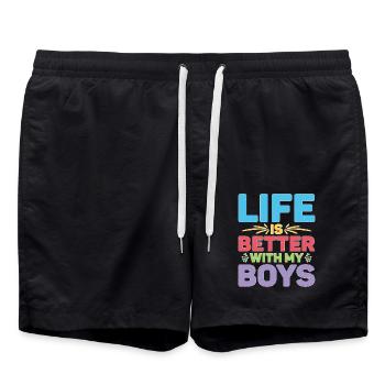 Life Is Better With My Boys 40 - Badeshorts - Schwarz - Vorne - AI Model Male 185 light (185cm)