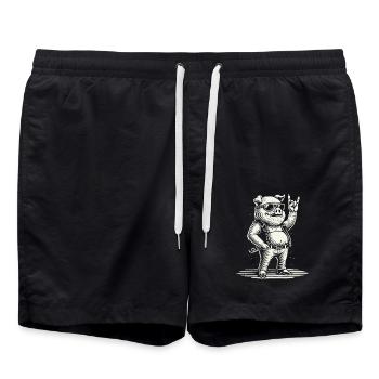 Drôle de musique rock cochon style rétro - Short de bain - noir - Devant - AI Model Male 185 light (185cm)