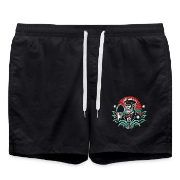 Retro Table Tennis Tattoo Style Captain Design - Swim Trunks - black - Front - AI Model Male 185 light (185cm)