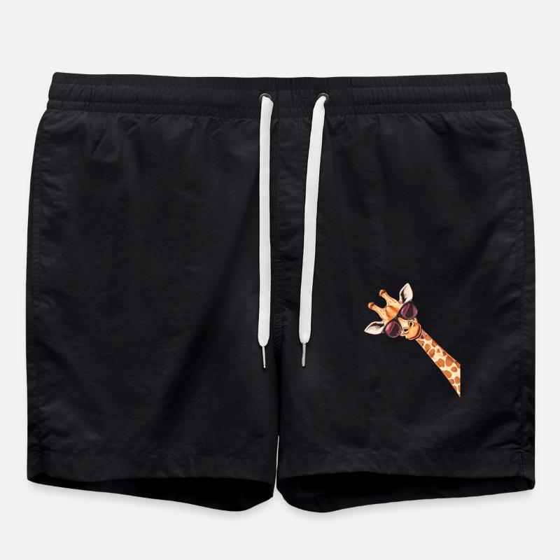 Funny Giraffe Sunglasses - Swim Trunks - black