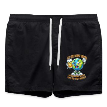 The World Seems Better Funny Beer Comic Motif - Swim Trunks - black - Front - AI Model Male 185 light (185cm)
