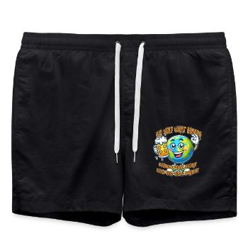 The World Seems Better Funny Beer Comic Motif - Swim Trunks - black - Front - AI Model Male 185 light (185cm)
