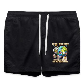 The World Seems Better Funny Beer Comic Motif - Swim Trunks - black - Front - AI Model Male 185 light (185cm)