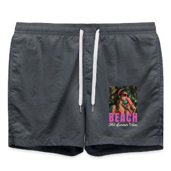 Plage Rétro Look Été Rockabilly Pin-up Fille - Short de bain - charbon - Devant - AI Model Male 185 light (185cm)