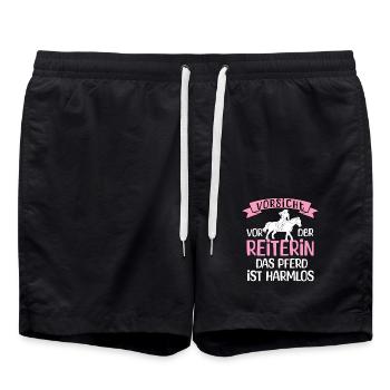 Beware of the rider - Swim Trunks - black - Front - AI Model Male 185 light (185cm)