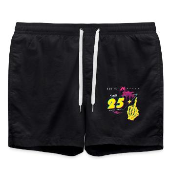 Pas 26, juste 25 + Flip Off – Retro Vibes 1999 - Short de bain - noir - Devant - AI Model Male 185 light (185cm)