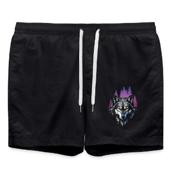 Wolf Liebhaber Wildtier Kunst Wolf Bunt Tier - Badeshorts - Schwarz - Vorne - AI Model Male 185 light (185cm)