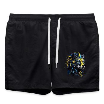 Wolf Liebhaber Wildtier Kunst Wolf Bunt Tier - Badeshorts - Schwarz - Vorne - AI Model Male 185 light (185cm)
