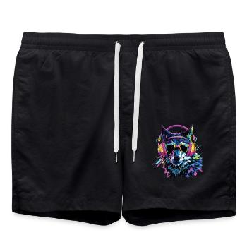 Wolf Liebhaber Wildtier Kunst Wolf Bunt Tier - Badeshorts - Schwarz - Vorne - AI Model Male 185 light (185cm)