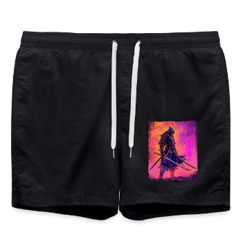 Samurai Warrior Honor and Strength Anime - Swim Trunks - black - Front - AI Model Male 185 light (185cm)