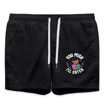 You Press I Catch Midwife Design - Swim Trunks - black - Front - AI Model Male 185 light (185cm)