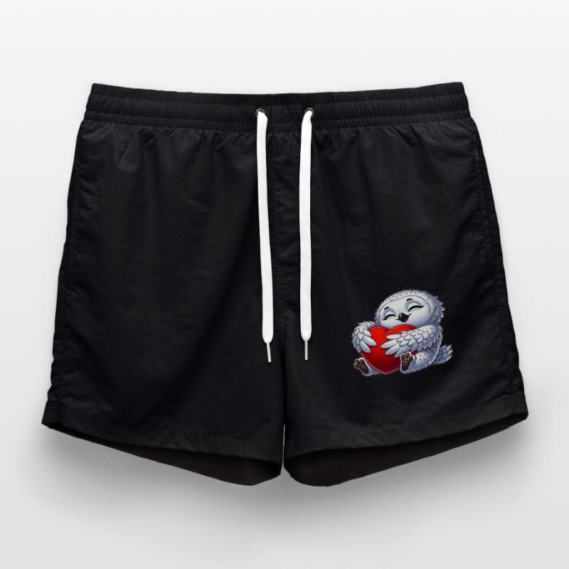 Verliebte Eule Schneeeule Herz Valentinstag Badeshorts
