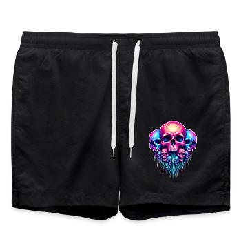 Psychedelischer Totenkopf - Badeshorts - Schwarz - Vorne - AI Model Male 185 light (185cm)
