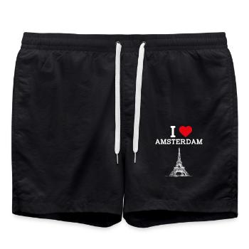 I Love Amsterdam Netherland Eiffel Tower Flag - Swim Trunks - black - Front - AI Model Male 185 light (185cm)