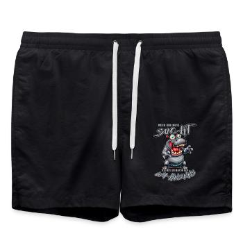 Crazy hippo on the verge of madness comic book style - Swim Trunks - black - Front - AI Model Male 185 light (185cm)