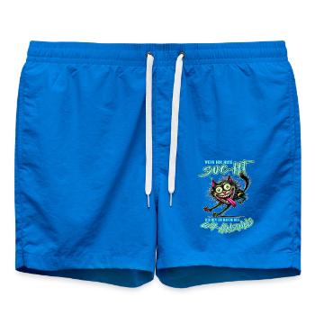 Crazy cat on the verge of madness comic book style - Swim Trunks - cobalt blue - Front