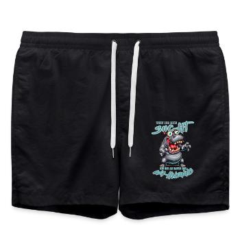Crazy hippo on the verge of madness comic book style - Swim Trunks - black - Front - AI Model Male 185 light (185cm)