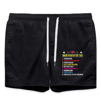 Altenpflege Pfleger Pflegepersonal Pflegekraft - Badeshorts - Schwarz - Vorne - AI Model Male 185 light (185cm)