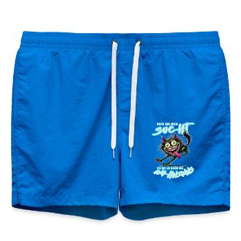 Crazy cat on the verge of madness comic book style - Swim Trunks - cobalt blue - Front