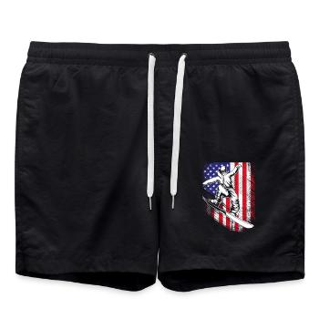 Snowboard Snowboarding Snowboardurlaub Snowboarder - Badeshorts - Schwarz - Vorne - AI Model Male 185 light (185cm)