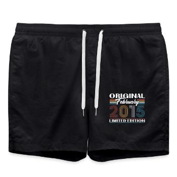 February 2015 Vintage Birthday 2015 Gift - Swim Trunks - black - Front - AI Model Male 185 light (185cm)