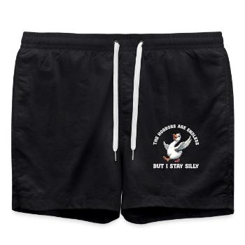The horrors are endless but I remain silly - Swim Trunks - black - Front - AI Model Male 185 light (185cm)
